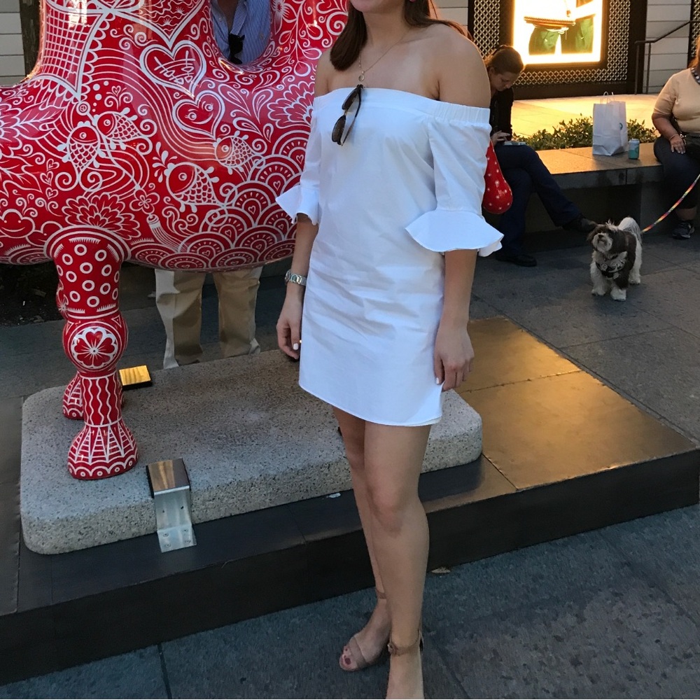 Sugar Lips Off The Shoulder Bell Sleeve White Sundress | S
